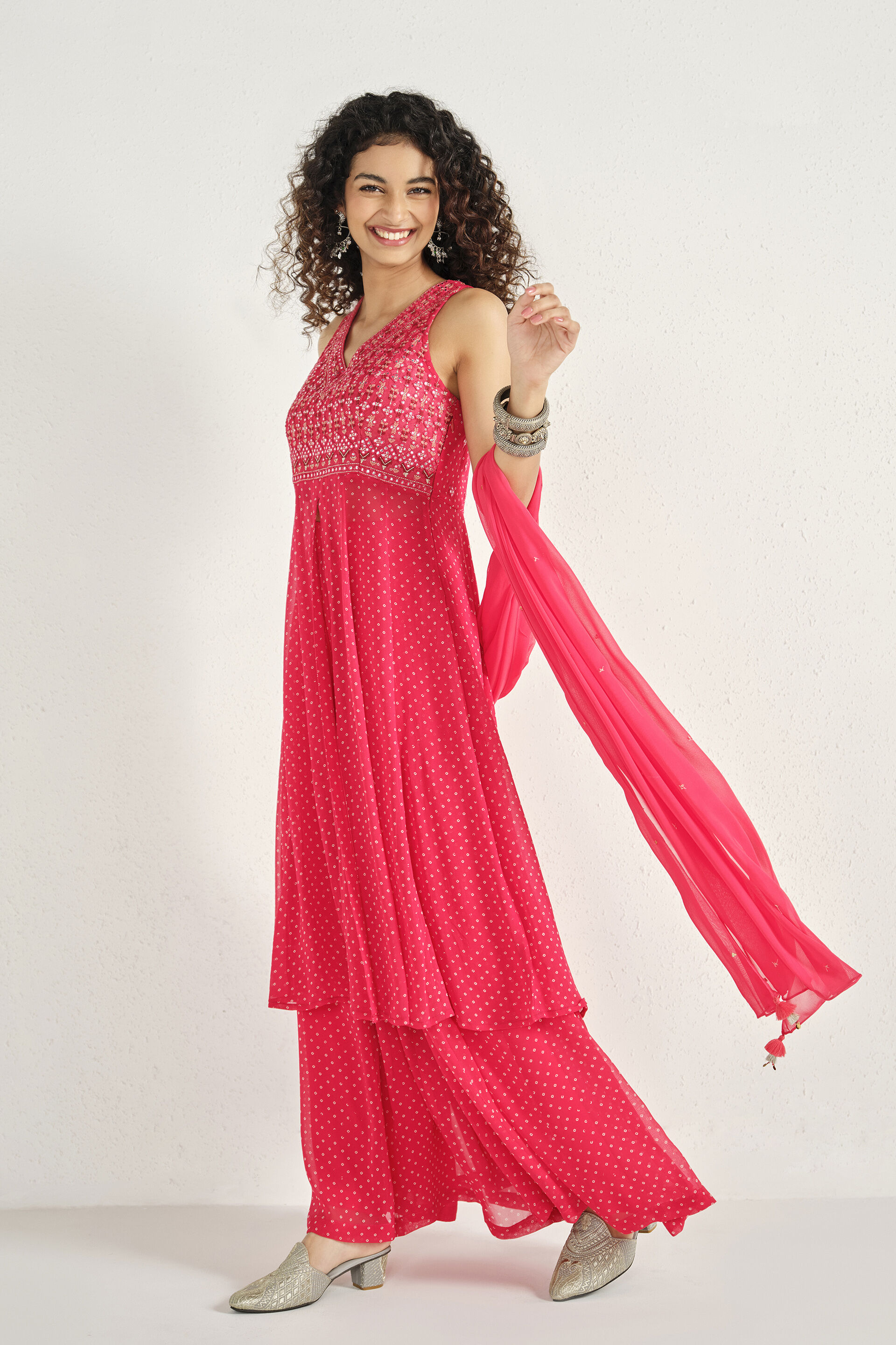 Mana Red Embroidered Anarkali Set, Red, image 4